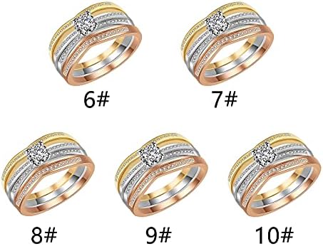 טבעות תכשיטים לנשים 3 מחשבים אופנה זירקוניה גילוף טבעת נישואין רטרו אופנה אופנה לנשים קריסטל קריסטל