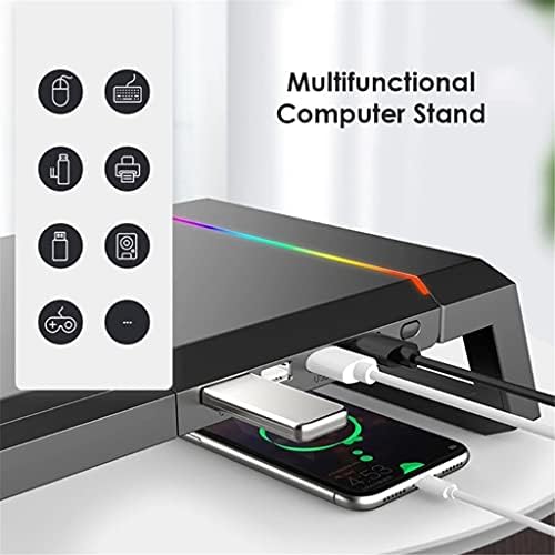 Sxyltnx צג אוניברסלי עמדת מעמד RGB תמיכה עם 4 USB2.0 תושבת מארגן שולחן טעינה למחשב מחשב נייד