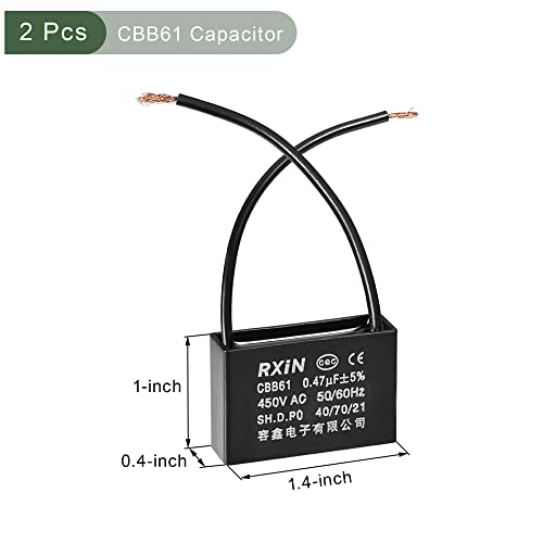 יוקייב 2 PCS קבלת מאוורר תקרה CBB61, קבלים פוליפרופילן מתכתיים קבלים מעולים עבור מעריצים משאבות מנועי