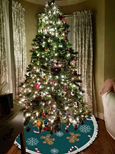 Xollar 48 אינץ 'גדול חצאית חג המולד חצאית מחצלת תקציר חורף, קישוטים לעץ חג המולד לחג מסיבת חורף שנה