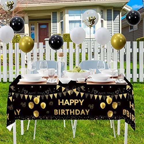 Trgowaul קישוטי יום הולדת 80 גברים נשים - זהב שחור שמחה 80 באנר תפאורת יום הולדת, 2 מחשבים יום הולדת