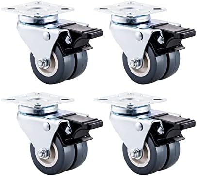 גלגלים של Vieue 4 יחידות 60 קג גלגלים מתכתיים 2 אינץ 'גלילי גומי רכים מסתובבים עם גלגלי ריהוט עגלת בלמים