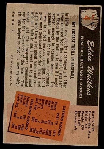 1955 Bowman 4 אדי וויטקוס בולטימור אוריולס VG/Ex Orioles