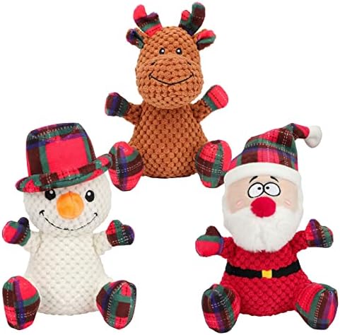 Rypet 3 חבילה כלב צעצועים לחג המולד חיית מחמד צעצועים מפוארים ממולאים