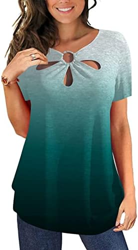חולצות חולצות חלולות של אייאסו לנשים חולצות חולצות פרחוניות הדפס פרחוני שרוול קצר טוניקה חולצות טריקו