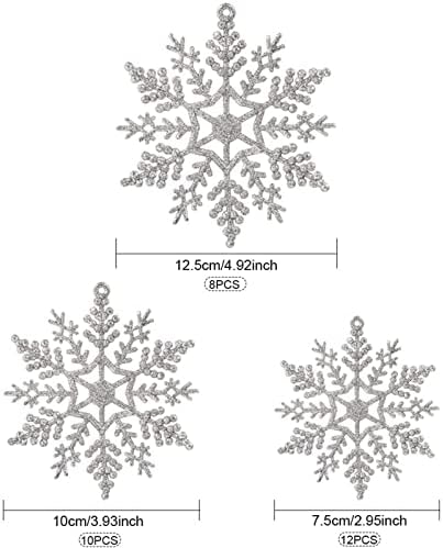 חרוזי זר זכוכית חג המולד קישוטי 30 pc קישוט עץ פלסטיק נצנצים פנינת פתיתי שלג