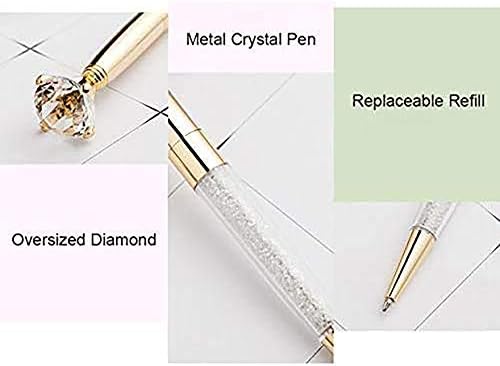עט כדורי מתכת של יהלום, 12 צבעי חבילות עטים מתכת גדולים עם ראש יהלום לציוד משרדי בית ספר עט כדורי מתכת