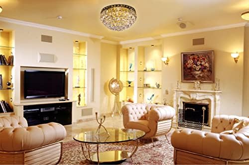 GoLights 5 אורות זהב גימור אימפריה קלאסית בסגנון K9 נברשת קריסטל מתקן תאורת תקרה לסלון, חדר אוכל, מסדרון,