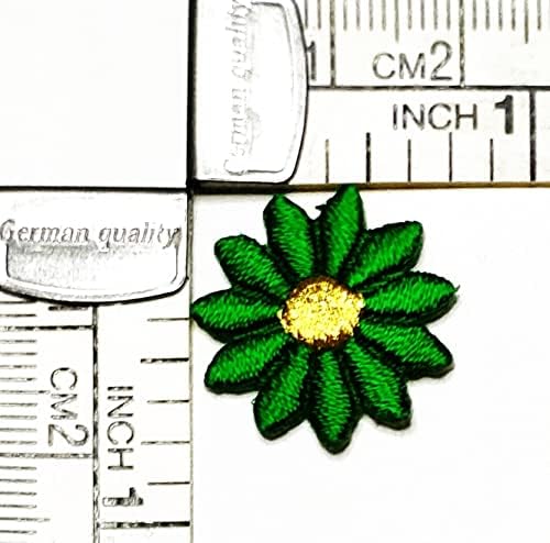 קליינפלוס 3 יחידות. מיני ירוק חמניות תיקון חמוד פרחי ברזל על תיקון רקום אפליקציה לתפור על תיקון עבור