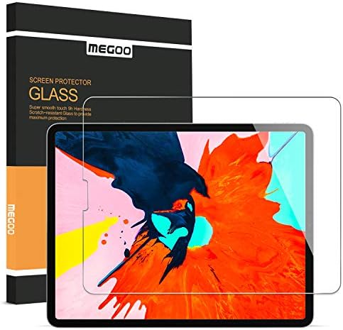 מגן מסך Megoo תואם ל- iPad Pro 12.9 , זכוכית מחוסמת/קצה רגיש/עגול גבוה, תואם לעיפרון אפל ומזהה פנים
