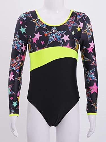 הדמי חתיכה אחת התעמלות בגדי גוף עבור בנות ארוך שרוול נוצץ כוכבים מחליפות שחייה ילדים בלט ריקוד תלבושות