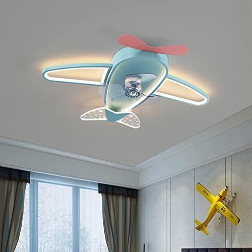 מאוורר תקרה מטוס חדר DLSixyi לילדים עם מאוורר אור, מנורות מאוורר תקרה עם שלט רחוק, 3 צבעים ניתן לעמום