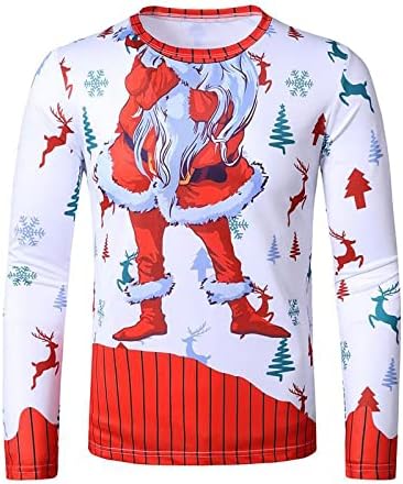 חולצות טריקו לחג המולד של XXBR לגברים, תלת מימד מצחיק חג המולד סנטה קלאוס הדפס ג'נטלמן עניבת תלבוש