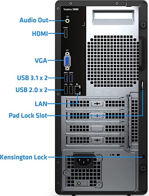 Dell Vostro 3910 מחשב שולחני עסקי, Intel Core I5-12400, 32GB DDR4 RAM, 1TB NVME SSD, 3TB HDD, 802.11ax