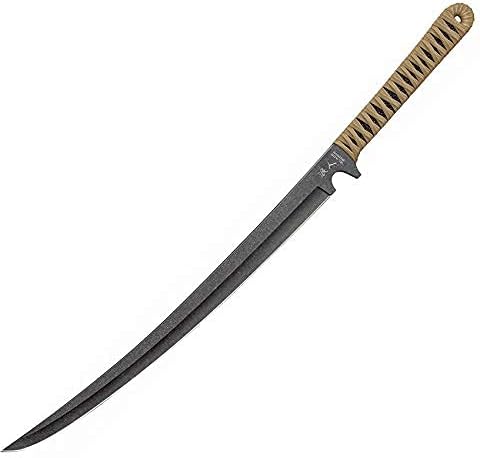 חרב Wakizashi Wakizashi השחור עם רונין שזוף עם נדן מעוצב בהזרקה-להב נירוסטה מושחת, בנייה מקשה אחת, עור
