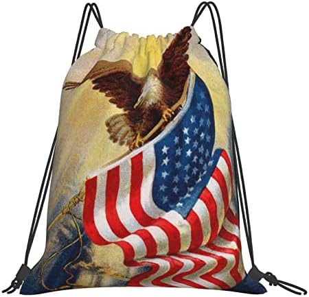 Aseelo American USA FLAG EAGLE ART ARTSTRING תרמיל תרמיל עמיד מים שקית מיתרים ספורט SACKPACK SACK SACK