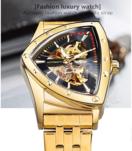 עבור ציפוי משולש זהב מגן אוטומטי מכאני שעון, גדול חיוג באופן מלא חלול חיוג עיצוב, תנועה אוטומטית, 20