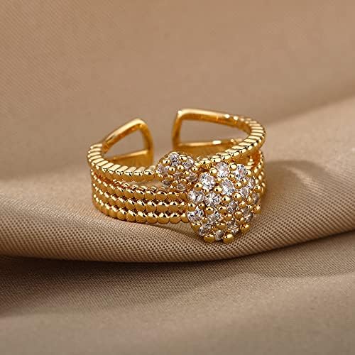 ויאלמה זירקון מעגל פתוח טבעות לנשים קריסטל זהב אצבע קסם מתכוונן טבעת חתונה ולנטיין תכשיטים-89954