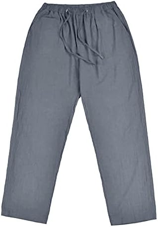 מכנסי פשתן כותנה של נשים מותניים אלסטיים מזדמנים של קיץ מכנסי חוף בגודל