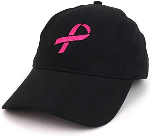 צבא סרטן שד גדול סרט ורוד סרט רקום כובע כותנה רך מוברש