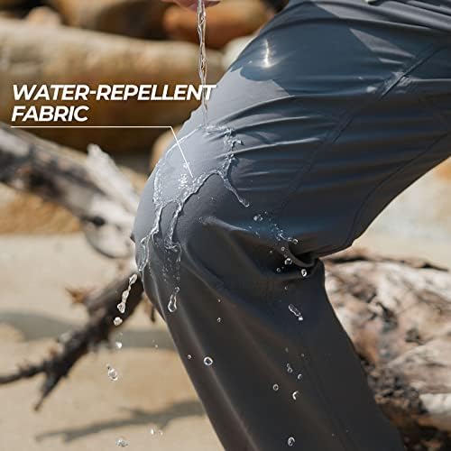 מכנסי טיול דיג ברוח של קסטקינג, מכנסי טיול דוחה מים דוחים במים מכנסי טיפוס, UPF 50+ חומר מתיחה