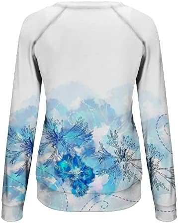 נשים 2023 קיץ אופנה חולצות מקרית רופף צווארון עגול סווטשירט בציר פרחוני ארוך שרוול סוודר חולצה חולצות