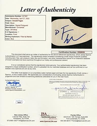 דונלד פייגן חתם על חתימה בגודל מלא גיטרה אקוסטית עם ג 'יימס ספנס אימות ג' יי. אס. איי קואה - סטילי דן,