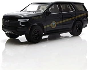 מודלמכוניות צעצוע 2021 שברולט טאהו רכב מרדף משטרתי, שחור-גרינלייט 30343-1/64 קנה מידה
