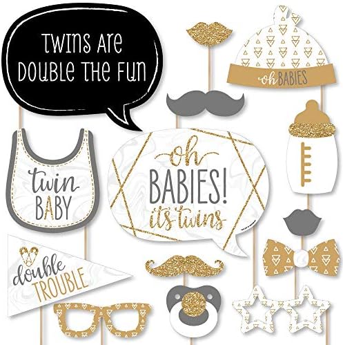 נקודה גדולה של אושר זה תאומים - תאומים זהב תאומים מקלחת לתינוקות תמונות אבזרים - 20 ספירה