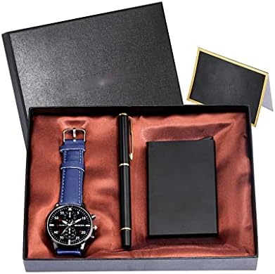 יצק קוורץ שעון יד גברים שעון מתנת סט חתימת עט אשראי כרטיס מקרה סיום יום הולדת יום נישואים הווה זכר