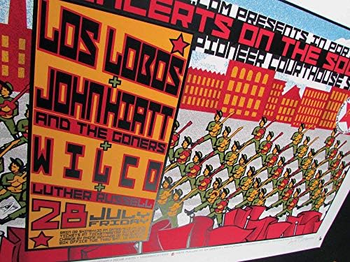 פוסטר LOS LOBOS WILCO ג'ון HIATAT 2000 מסך משי מקורי חתום גארי יוסטון