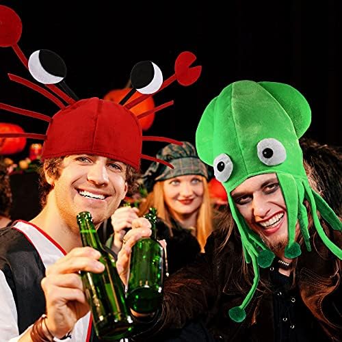 3 חתיכות מסיבת דיונון כובעי מצחיק ליל כל הקדושים כובע סרטן כובע ליצן דגי כובע אוקיינוס ים בעלי החיים