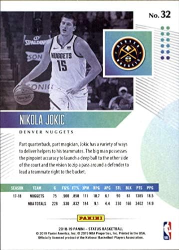 2018-19 סטטוס פאניני 32 ניקולה ג'וקיץ 'דנבר נאגטס NBA כרטיס מסחר בכדורסל