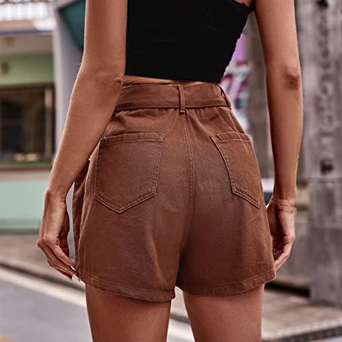 מכנסי מטען LMDUDAN לנשים מותניים אלסטיים ג'ינס קצרים קיץ קיץ מכנסי טיול נוחים נינוחים עם ריבוי כיסים