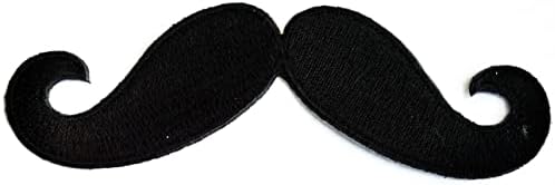 קלנפלוס מיני שחור שפם גברים קריקטורה רקום ברזל על לתפור על תג עבור ג ' ינס מעילי כובעי תרמילי חולצות