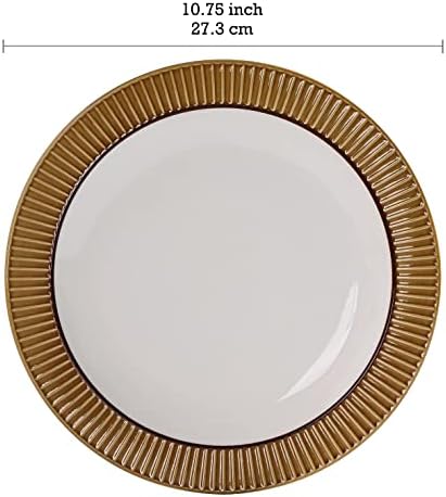 BICO HELIOS צהוב סטונר 12 חתיכות סט כלי אוכל, כולל צלחות ארוחת ערב, צלחות סלט וקערות דגנים, מיקרוגל
