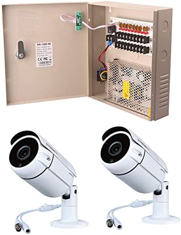1PCS 9CH DC12V 5AMP אספקת חשמל CCTV + 2 PCS HD 2MP מצלמה אנלוגית HD.