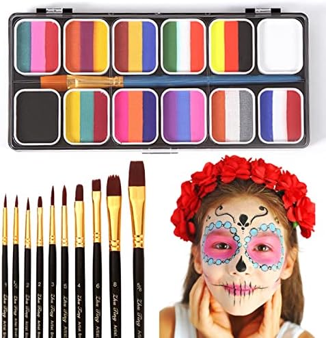 ערכת צבע גוף של Joyeee Face, מבוססת מים 12 צבעוני גוף מקצועי ערכת ציור פנים מפוא
