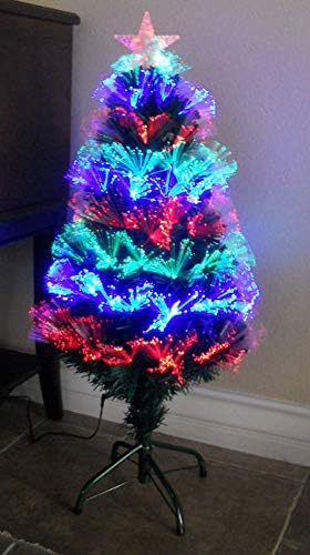 Tektrum 36 אינץ '/3ft מלא מלאכותי צבע מחליף סיבים אופטיים אורות עגולים עץ עם LED מואר בכוכב לחג המולד/חג/מסיבה