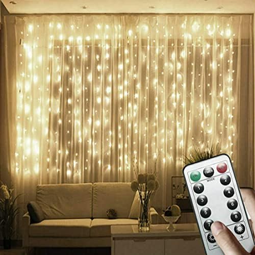 וילון LED LED אורות מיתרים חלון פיות פיית אור רחוק USB מופעל 8 מצבים 9.8ft לחדרי חדר שינה מסיבת בית