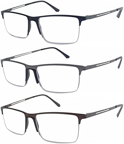 3 זוגות קריאת משקפיים לנשים וגברים, מתכת אנטי כחול אור, איכות קוראי אביב ציר מחשב משקפיים