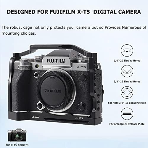 Foto4easey Aluminum סגסוגת כלוב X-T5 לכלוב Fujifilm X-T5 מצלמה דיגיטלית נטולת מראה, אסדת מצלמה עם מסילות