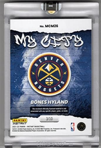 Bones Hyland RC ג'רזי משחק 2021-22 Panini Instant 3/10 My City Memoramentia MCM26 RELIC RELIC DENVER