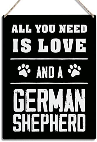 כל מה שאתה צריך זה אהבה ושלט עץ רועה גרמני 8 x 10 מתנות לאמא רועה גרמנית.