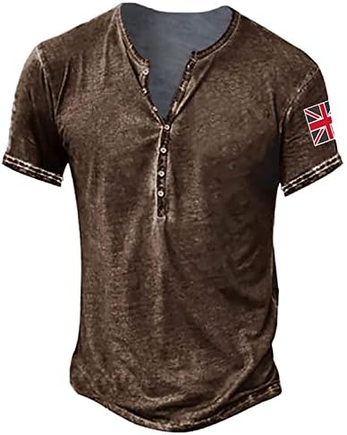 חולצת שרוול קצרה גברים רטרו קולג 'חולצת קיץ בתוספת גודל צוואר מפוצל כפתור נוחות למטה חולצות דגל אמריקאי