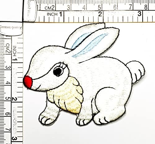 קליינפלוס 3 יחידות. לבן ארנב רקום ברזל על לתפור על תיקון אופנה אמנויות ארנב חיות מצוירות מדבקת תיקוני