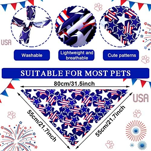 40 יחידות 4 יולי עצמאות יום כלב בנדנות משולש אמריקאי דגל כלב צעיף מתכוונן כוכב פס לחיות מחמד בנדנה פטריוטית