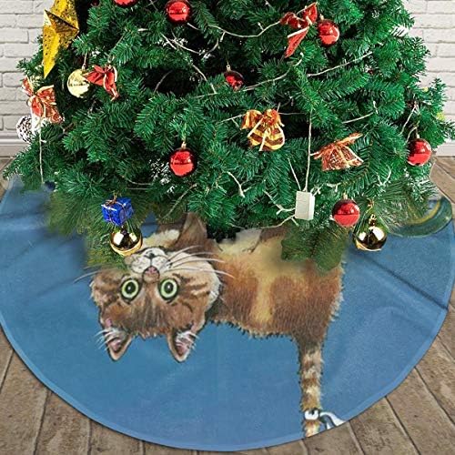 LVESHOP חג שמח חתול מקסים חצאית עץ חג המולד יוקרה עגול מקורה מחצלת חיצונית כפרי חג המולד עץ עץ קישוטי